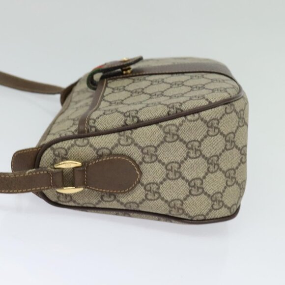 GUCCI GG Supreme Web Sherry Line Bag PVC Beige Gold - Picture 4 of 16